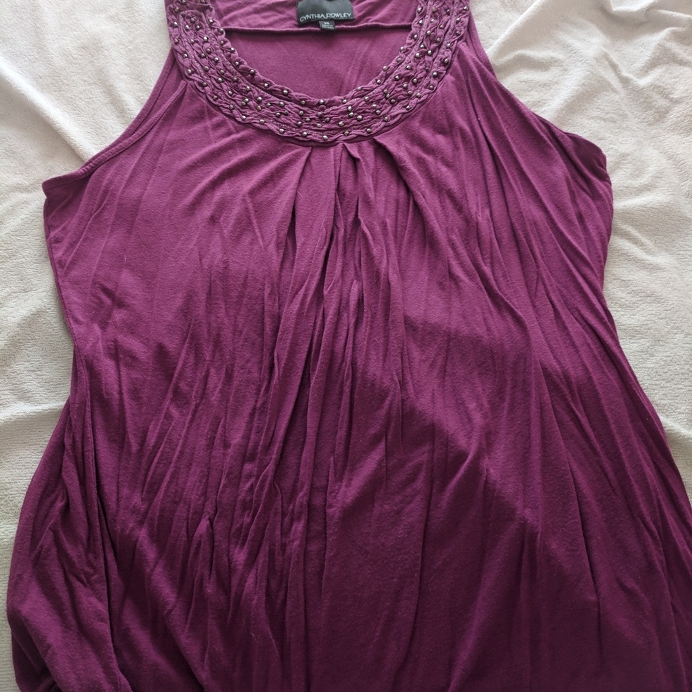 Women's Cynthia Rowley purple beaded blouse